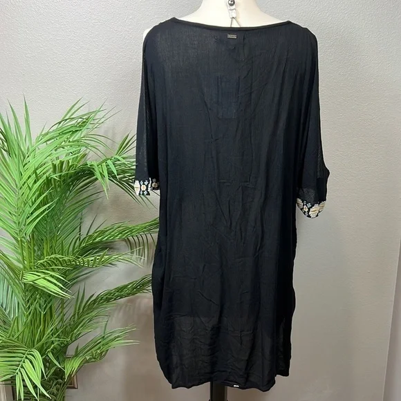 NWT O’Neill Frances Swim Cover Up Resort Beach Black XS Embroidered Macy’s - Picture 8 of 14